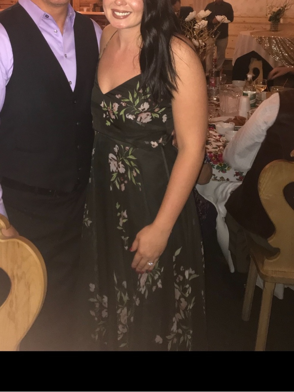 Jenny Yoo Olive Green Floral Spaghetti-Strap Maxi Dress
